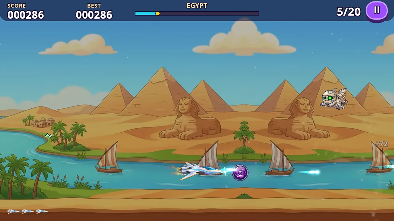 The ship in front of the pyramids of Egypt