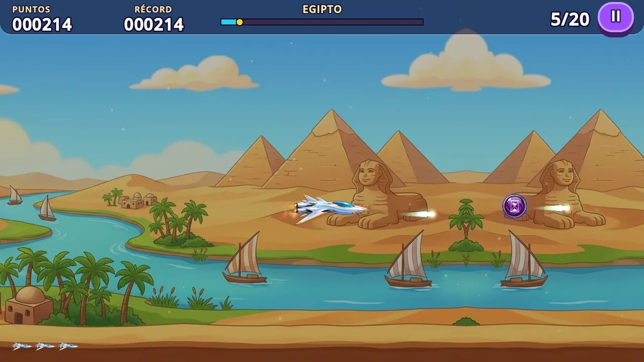 La nave frente a las pirámides de Egipto
