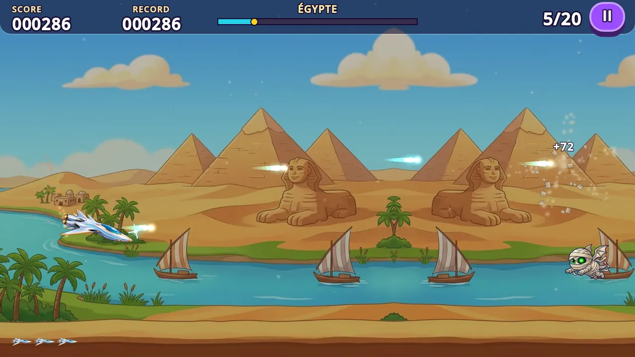 Le vaisseau devant les pyramides d'Égypte
