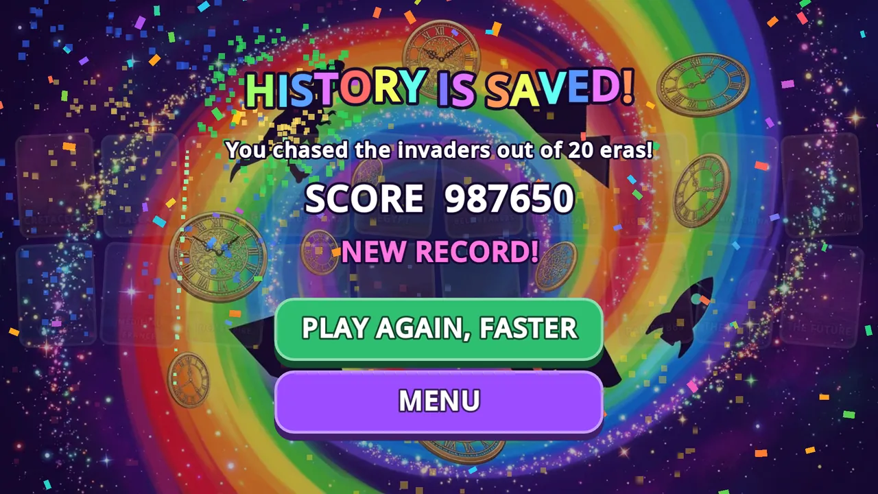Final screen with the score
