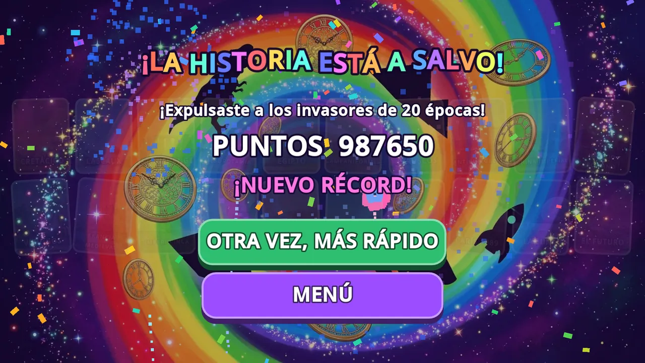 Pantalla final con el puntaje