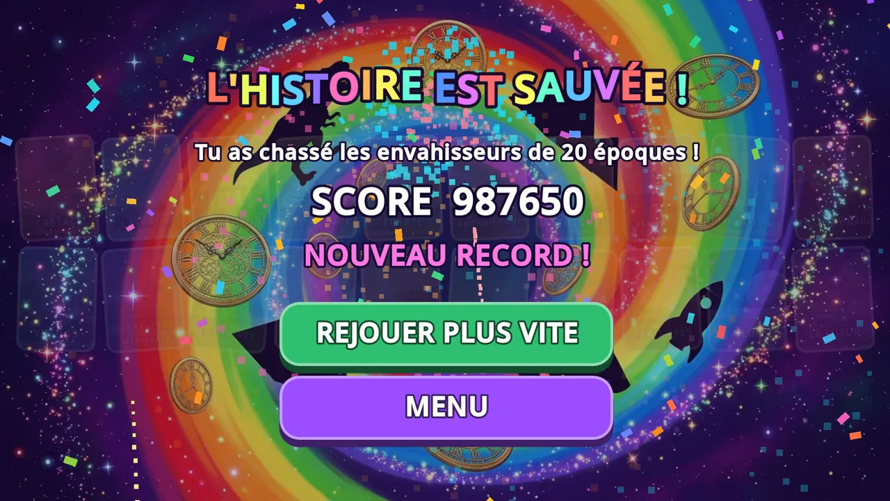 Écran final avec le score