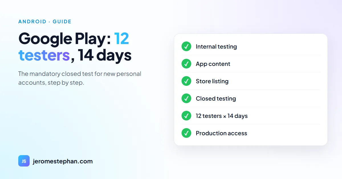Publishing on Google Play: the 12 testers, 14 days rule