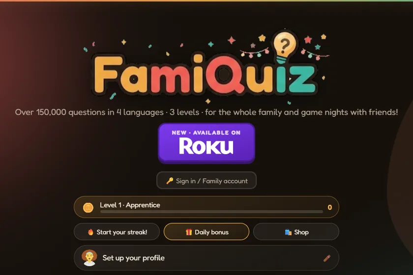 The FamiQuiz web version