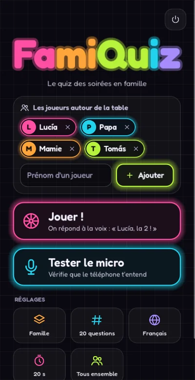 Capture de FamiQuiz Party: l'accueil