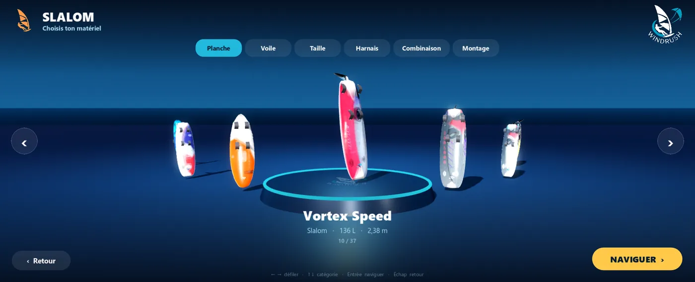 Windsurf board selection in WindRush