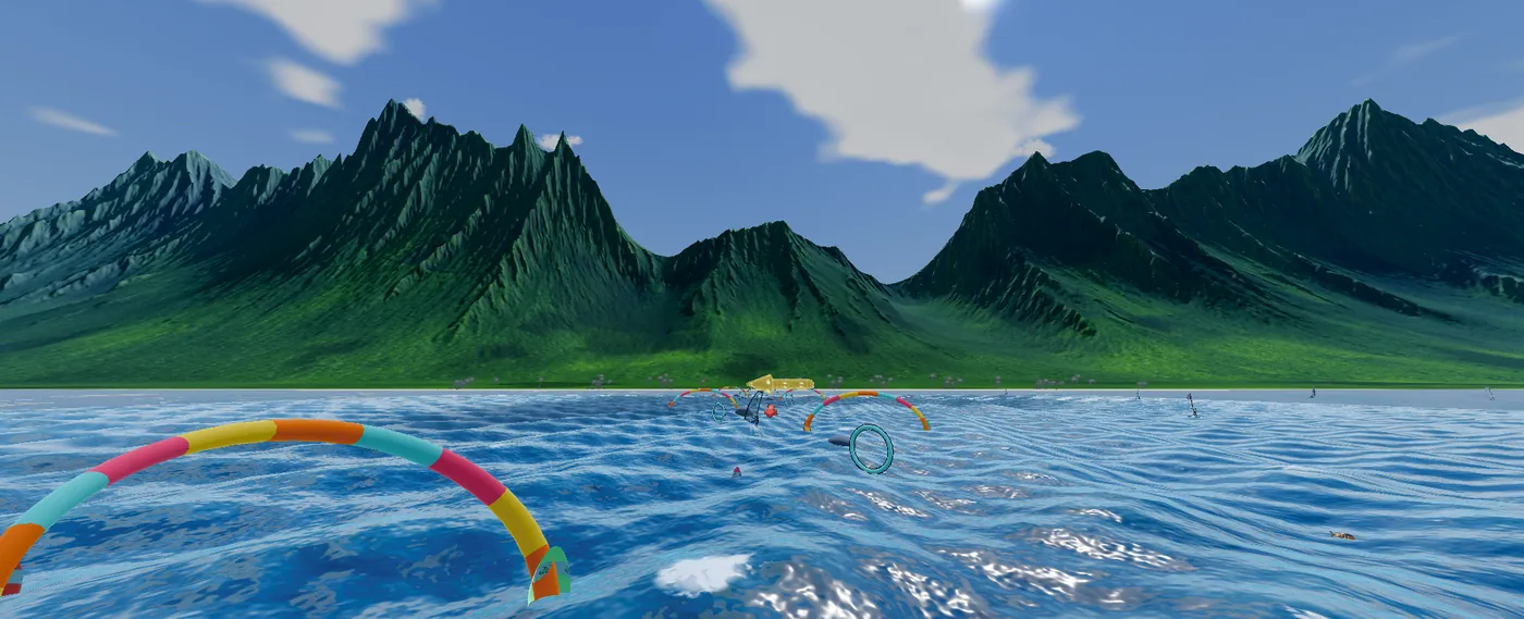 Mountains seen from the water in WindRush
