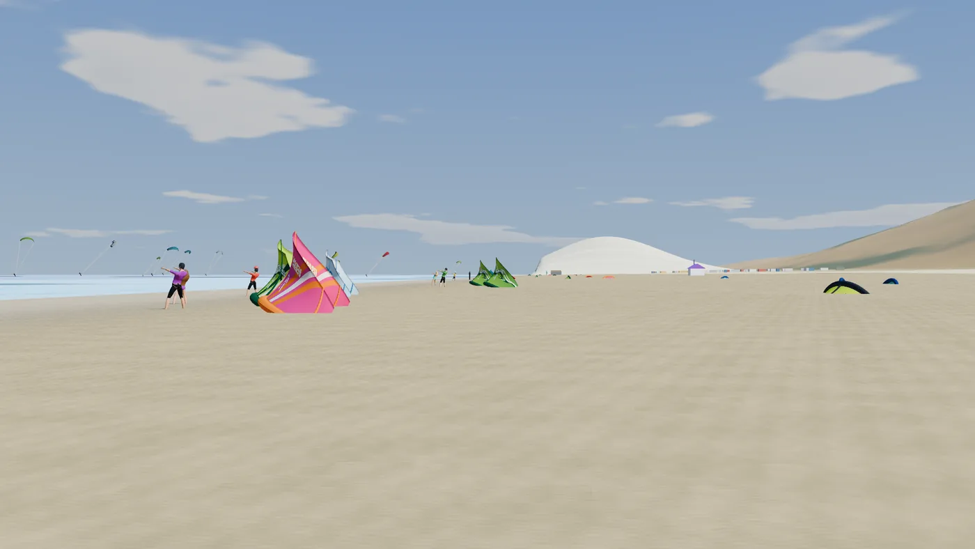 WindRush : plage de Tarifa avec des kites