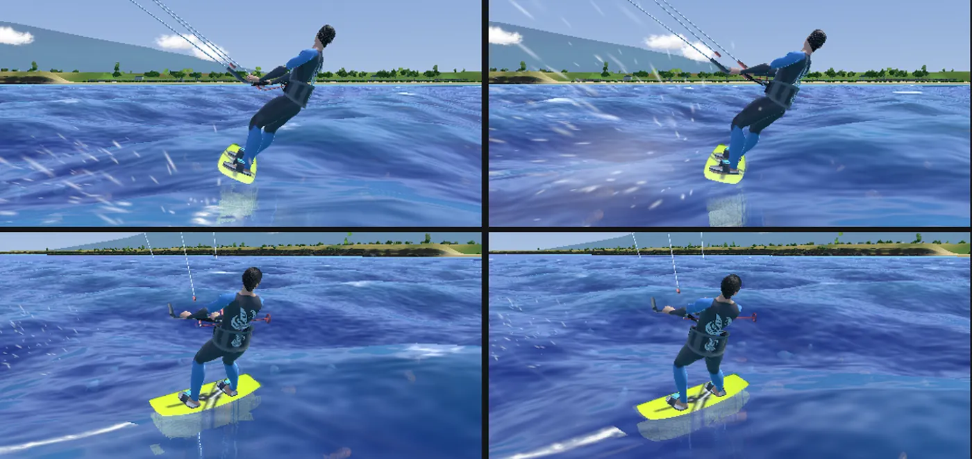 WindRush : posture de kite avant et après