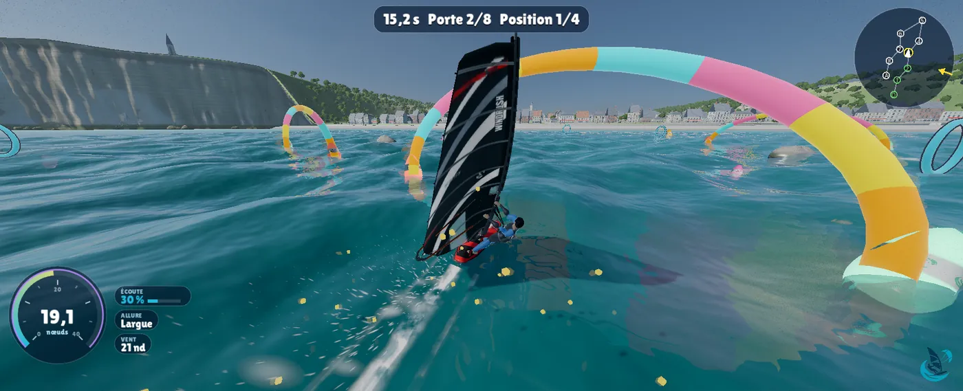 WindRush : slalom à Étretat sous un ciel réel