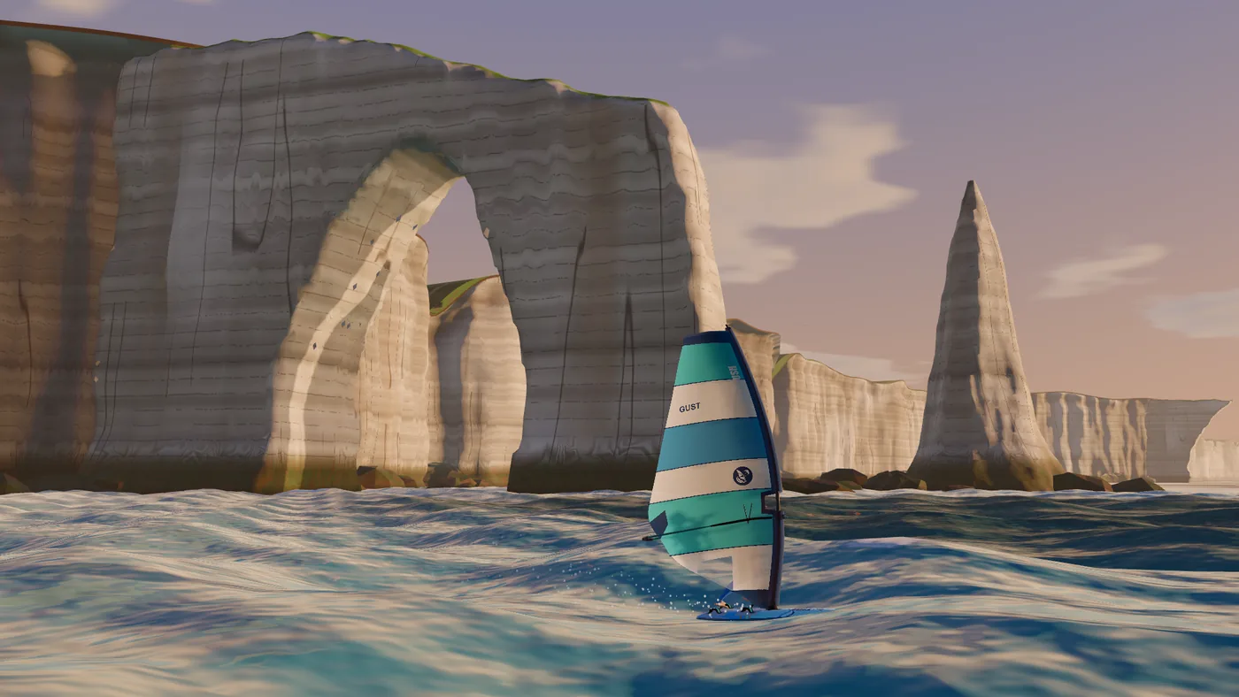 WindRush&nbsp;: windsurfeurs devant l'arche d'Étretat