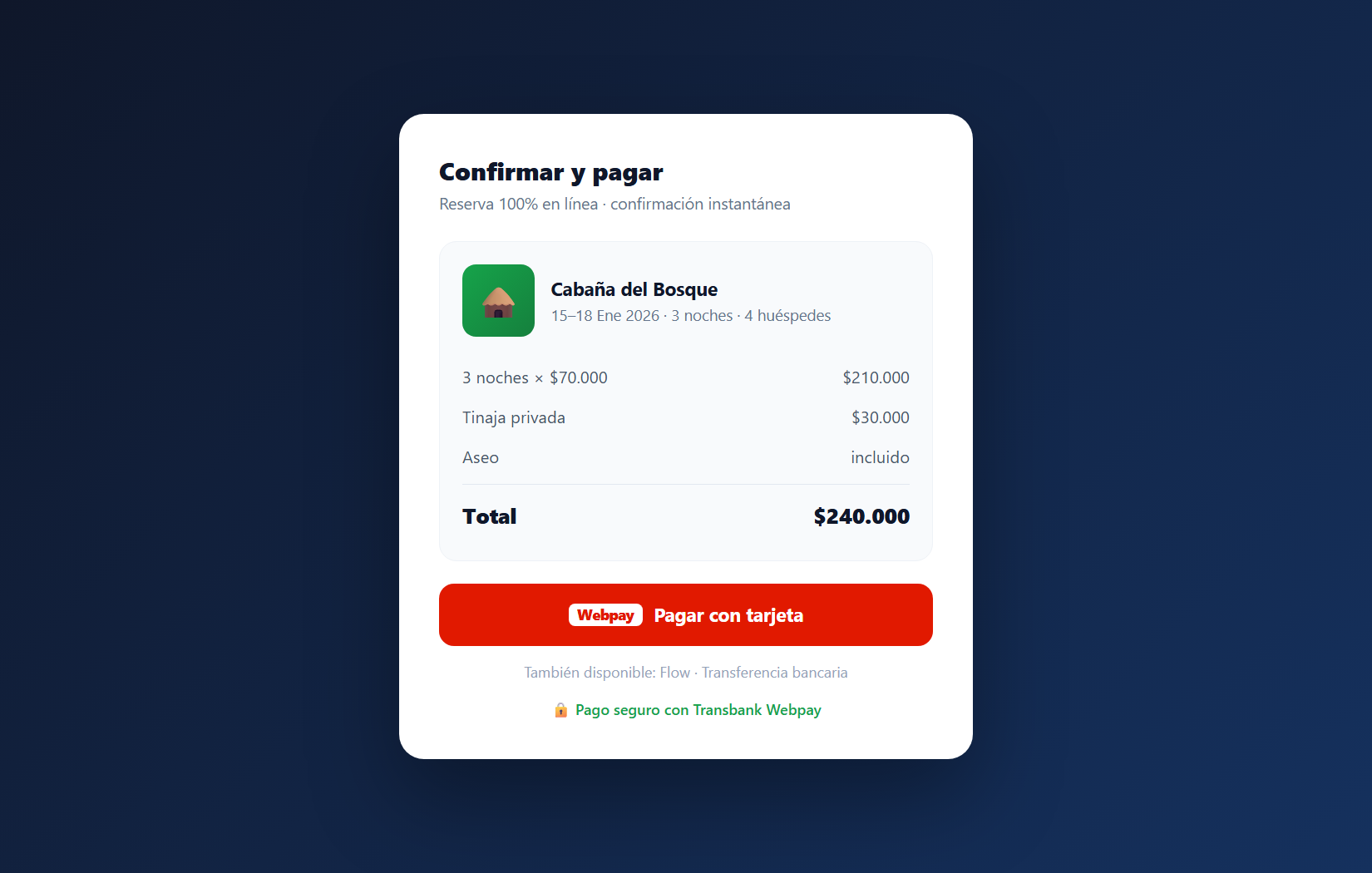 Pago en línea con Webpay de Transbank y confirmación instantánea